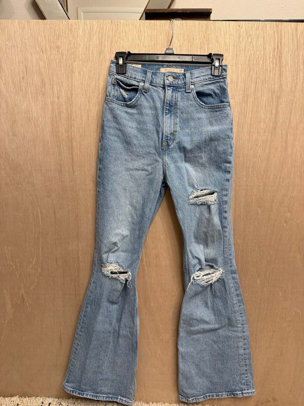Levi's Premium 70s High Flare Distressed Light Wash Jeans Women's